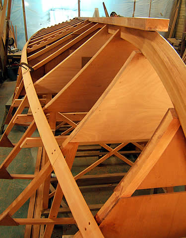 Custom cold-molded wooden boat building