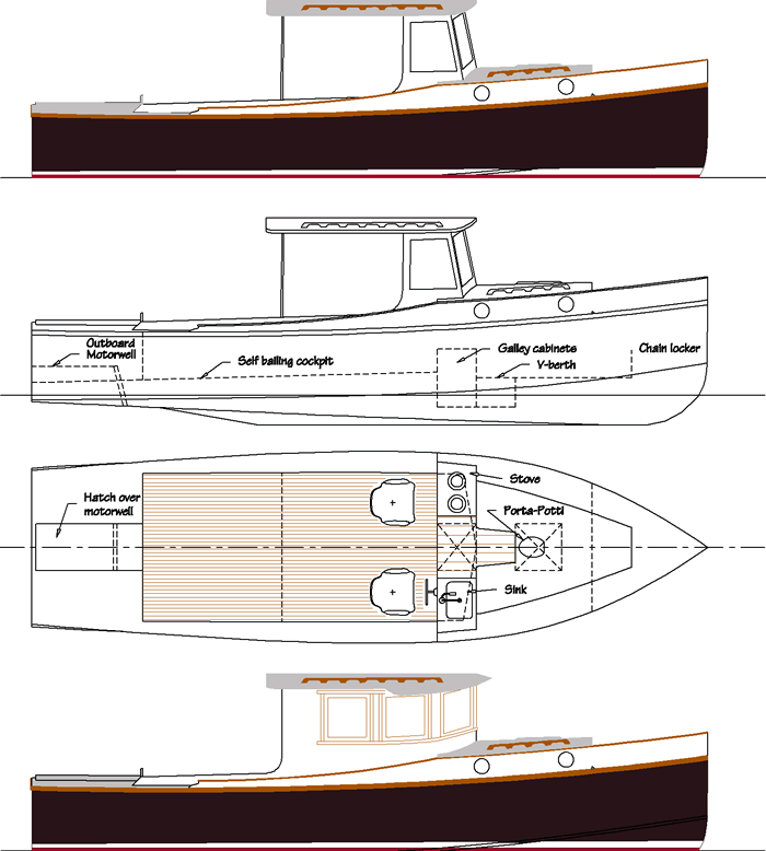 Salty 29 a low powered custom wood boat
